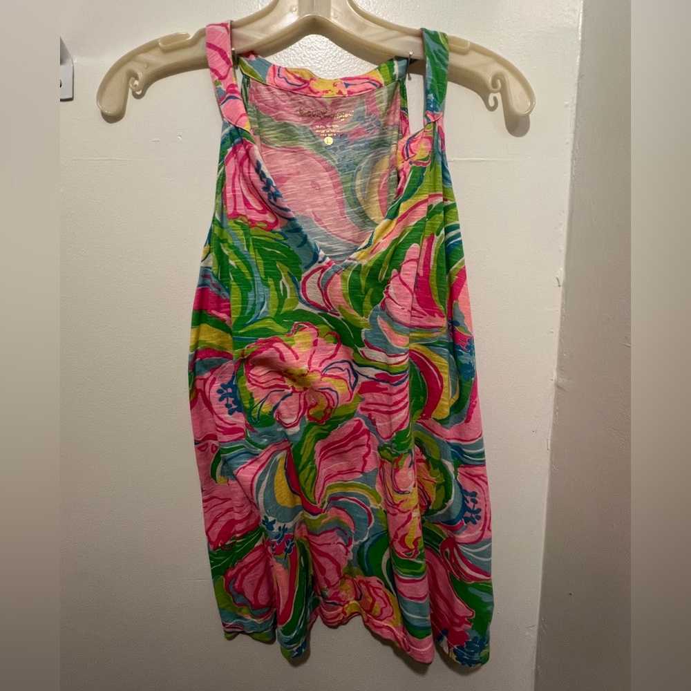Lilly Pulitzer Pink and Green Floral Tank Top